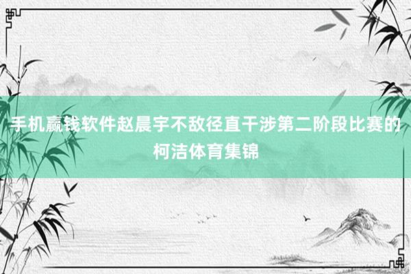 手机赢钱软件赵晨宇不敌径直干涉第二阶段比赛的柯洁体育集锦